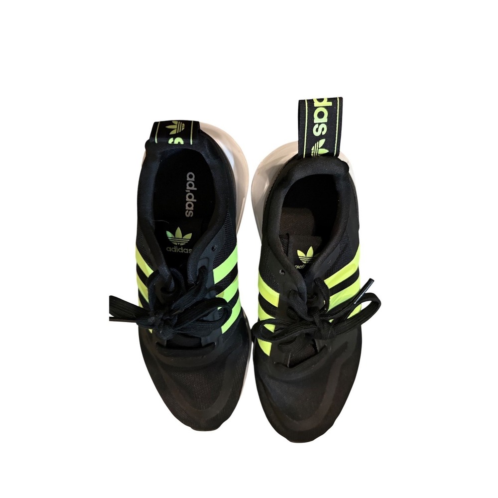Adidas Black Neon Green Stripes Athletic Running Shoes Sneakers Men's Size 5 US
